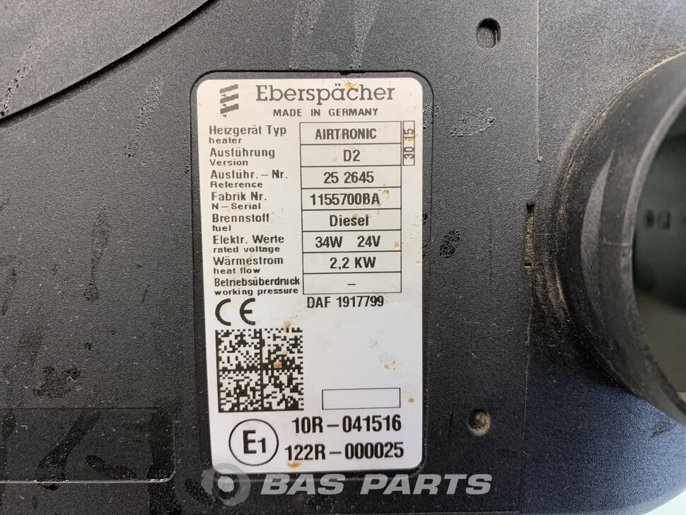 Eberspächer Airtronic D2 Parking heater 1665021 1665021, 504001621,  1643588, 1455166, 1739557, 1917799 - BAS Parts